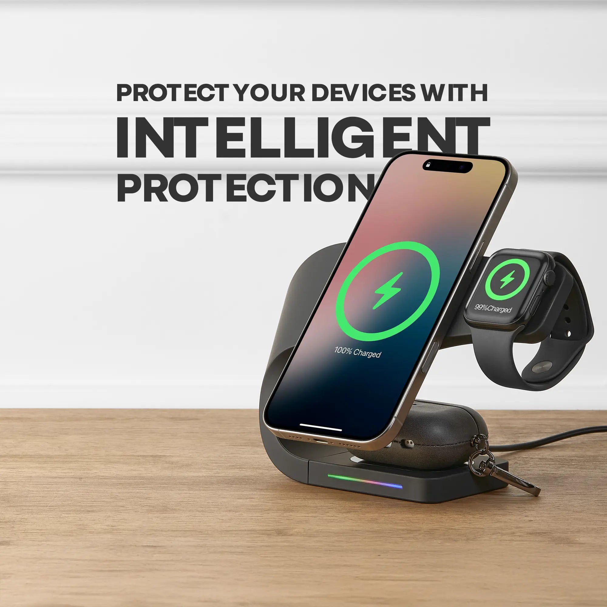 3-in-1 MagSafe charger with overcharge protection for iPhone Apple Watch AirPods