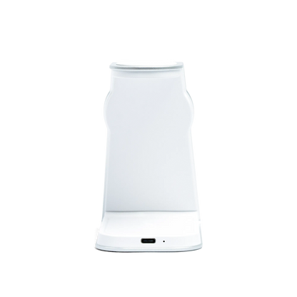 MAGNITIS 3-in-1 charging station back view with USB-C port space white aluminum stand
