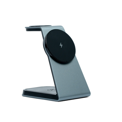 MAGNITIS aluminum MagSafe charging station slate grey 3-in-1 for iPhone Apple Watch AirPods