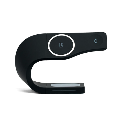 SIMPLI 3-in-1 Apple charging station wireless MagSafe for iPhone Watch AirPods midnight black