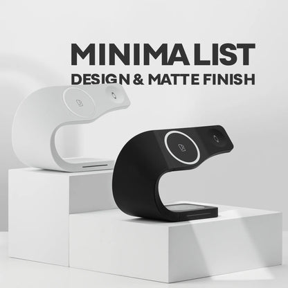 SIMPLI wireless charging stand minimalist design in midnight black and ivory white

