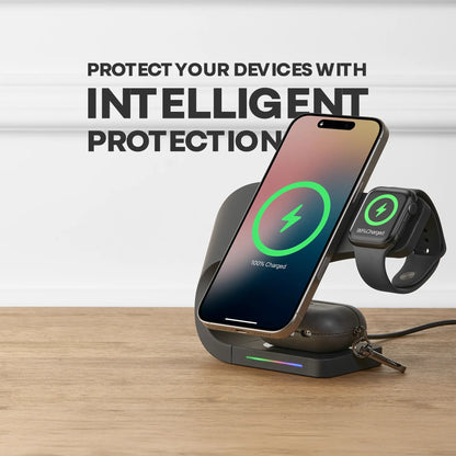 3-in-1 MagSafe charger with overcharge protection for iPhone Apple Watch AirPods
