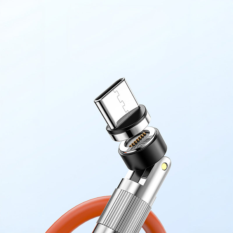 Durable Luna cable with 360-degree rotating magnetic connectors, designed for long-lasting performance and versatility in charging various devices.