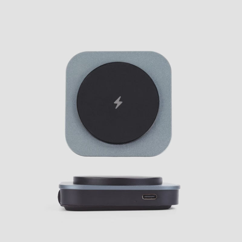 Load video: Modern Standard MagSafe charger with dimensions 3 by 3 inches and 0.6 inch thickness, front and side view