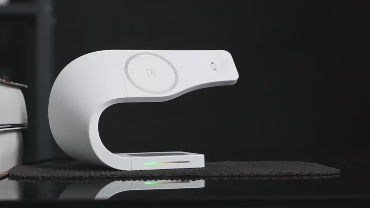 Load video: Video of SIMPLI shown from different angles, with iPhone, Apple Watch &amp; AirPods.