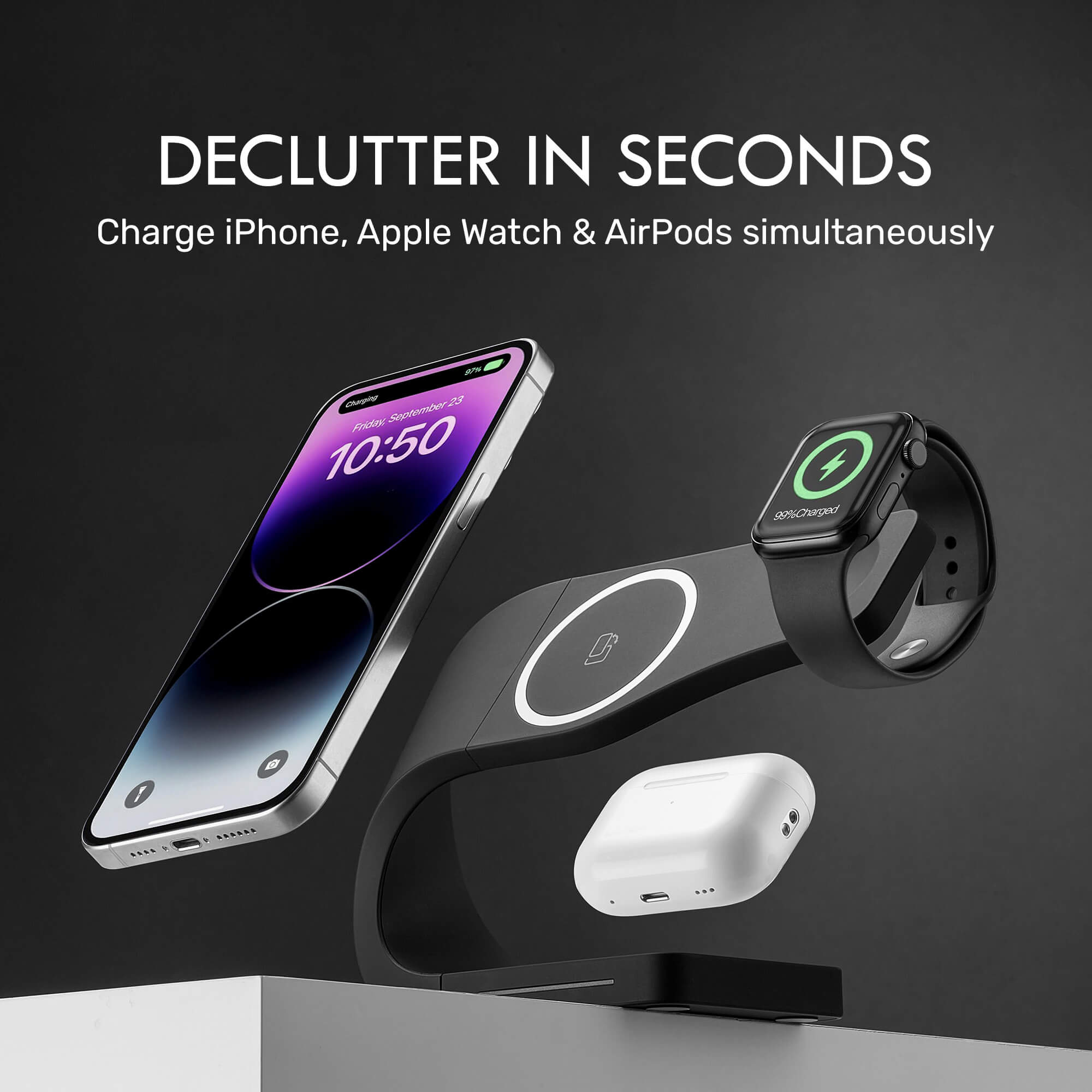 Simpli 3 - in - 1 Wireless Charging Station - Modern Standard